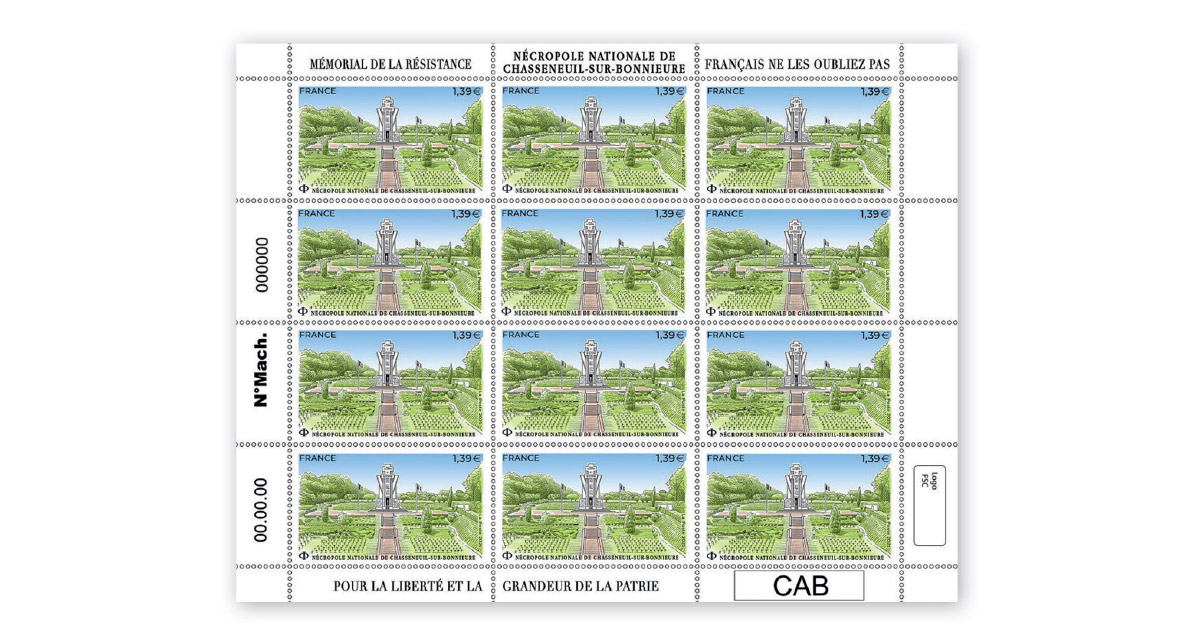 Nécropole nationale de Chasseneuil-sur-Bonnieure : un timbre-poste.