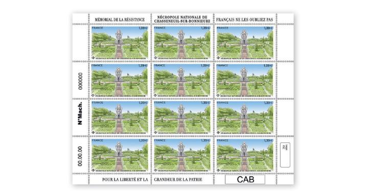 Nécropole nationale de Chasseneuil-sur-Bonnieure : un timbre-poste.