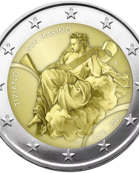 Saint-Marin 2026, 2 euros 450 ans de la mort du Titien © Divisione filatelica e numismatica 