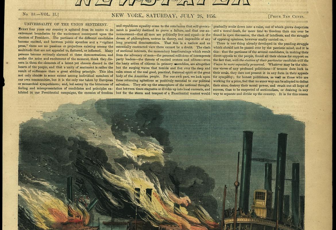 Journal illustré publié Frank Leslie ; Première page en couleur (!) du 26 juillet 1856.
