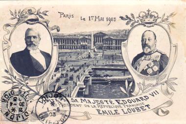 1er mai 1903, Edouard VII d'Angleterre à Paris (carte expédiée de Dijon le 1er mai 1903).
